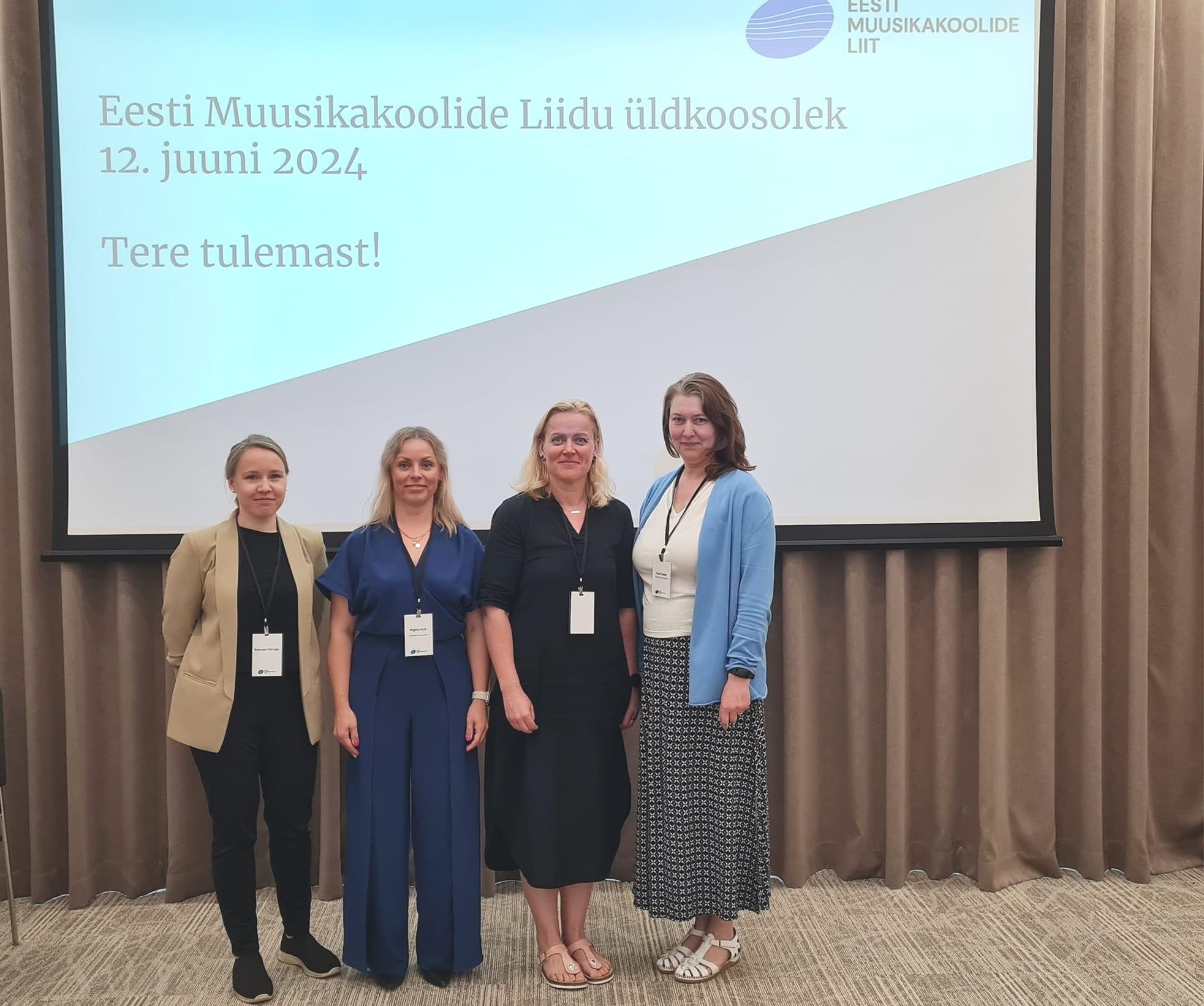 Eesti Muusikakoolide Liidu üldkoosolek 2024. Vasakult Katreen Hirvoja (EML projektijuht), Regina Suik, Kätlin Virgo ja Tuuli Vaher.